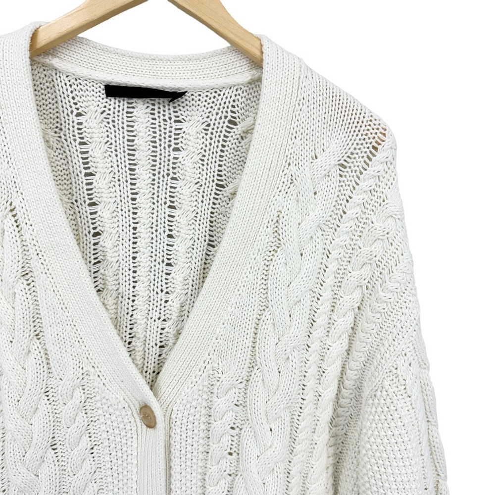 JENNI KAYNE Cardigan Sweater Cable Cocoon Ivory - Picture 3 of 9
